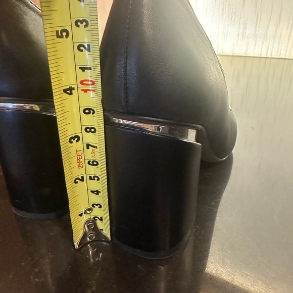 Franco sarto roller black leather block heel cap toe slip on pumps - Picture 12 of 12